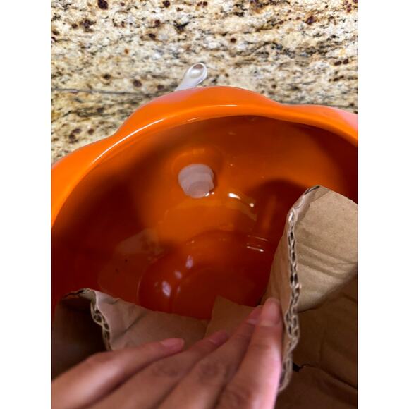 Rae Dunn by Magenta Pumpkin Spice Iridescent Pumpkin Shape Beverage DIspenser - Picture 6 of 6
